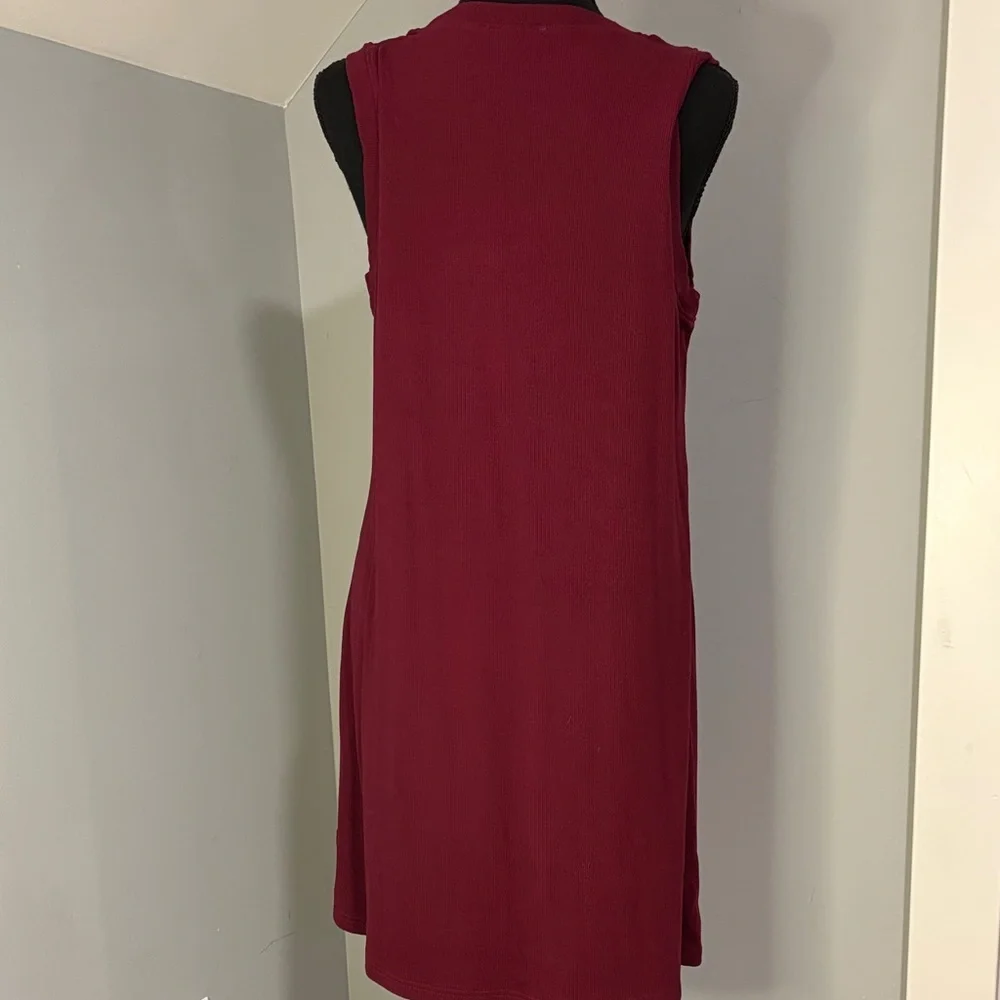 Anthropologie Another Love Burgundy Elevated Basic Soft Rayon Ribbed Mini Dress